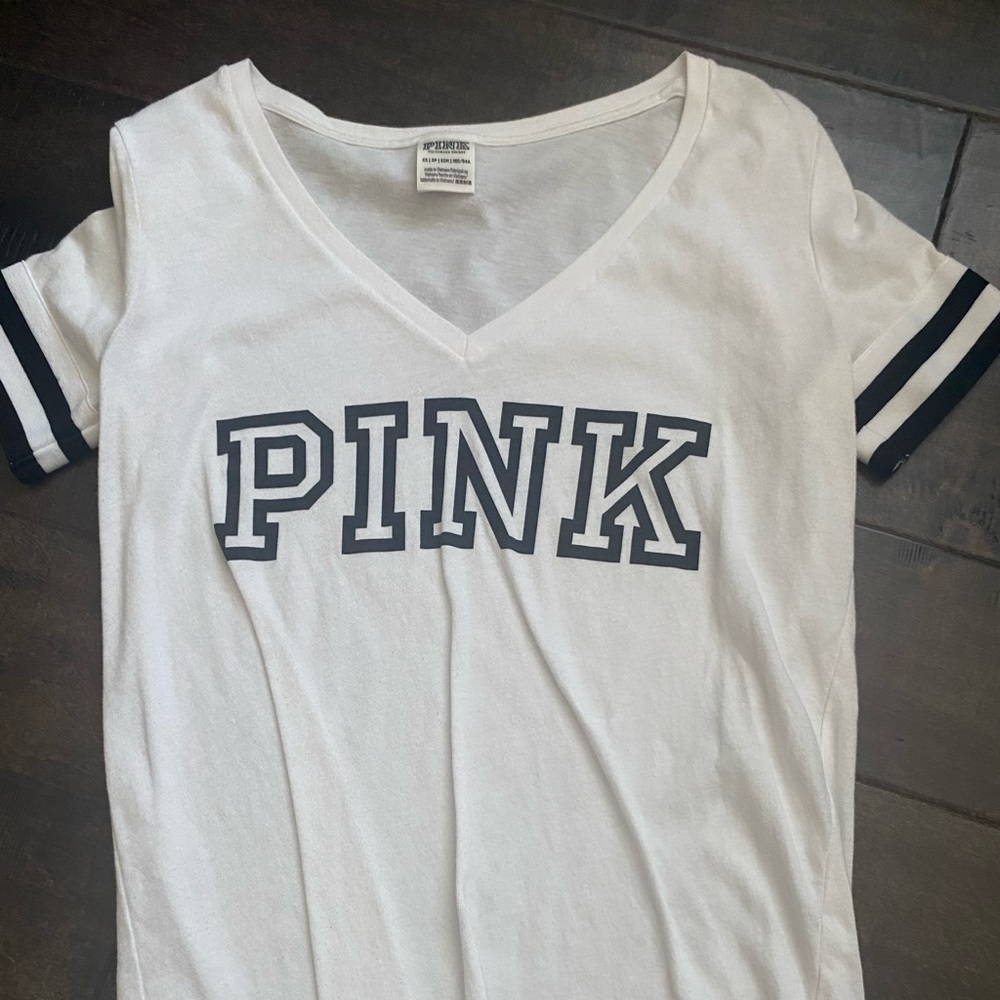 PINK white tee